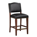 Danbers Stationary Faux Leather Brown Counter Stool With Nail Heads Dark Brown Foam Fabric