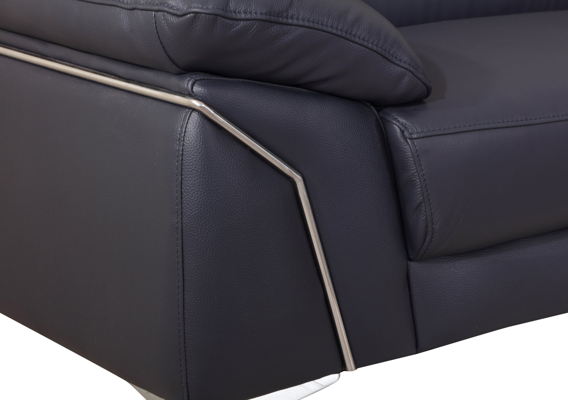 Top Grain Italian Leather Chair Navy Foam Leather