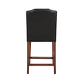 Blaire Stationary Brown Faux Leather Counter Stool With Nail Heads Dark Brown Foam Fabric
