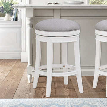 Lily White Swivel Counter Stool White Foam Solid Wood