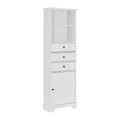 White Tall Storage Cabinet with 3 Drawers and white-mdf