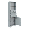 Grey Tall Storage Cabinet with 3 Drawers and grey-mdf