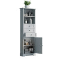 Grey Tall Storage Cabinet with 3 Drawers and grey-mdf