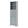 Grey Tall Storage Cabinet with 3 Drawers and grey-mdf