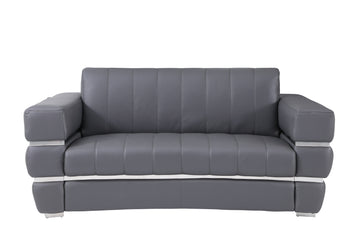 Top Grain Italian Leather Loveseat Dark Gray Foam Leather
