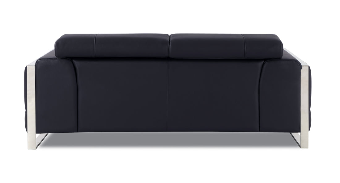 Top Grain Italian Leather Loveseat Black Foam Leather