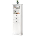 White Tall Storage Cabinet with 3 Drawers and white-mdf