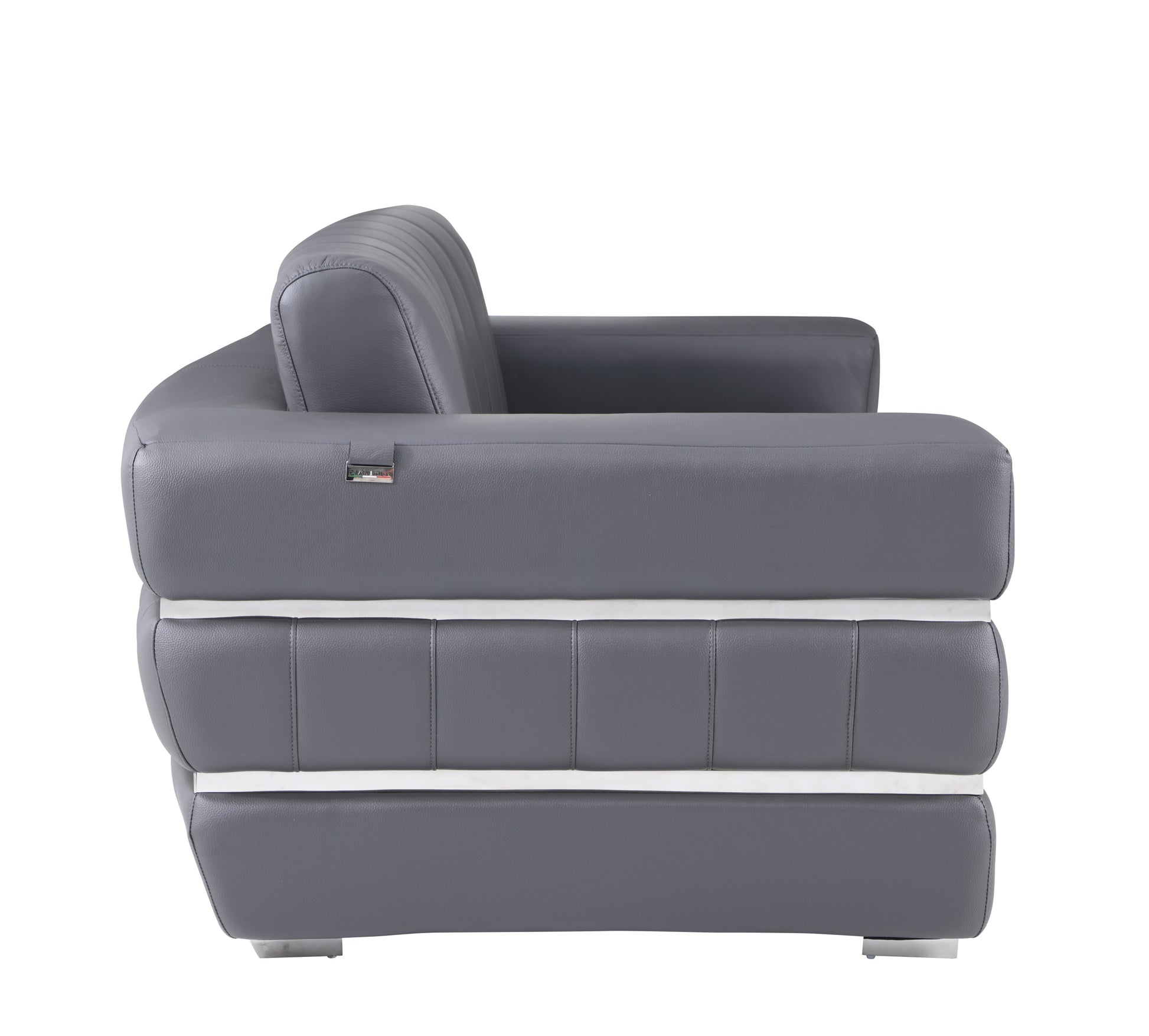 Top Grain Italian Leather Loveseat Dark Gray Foam Leather