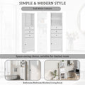 White Tall Storage Cabinet with 3 Drawers and white-mdf