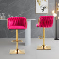 Coolmore Vintage Bar Stools With Back And Footrest Counter Height Dining Chairs 2Pc Set Rose Red Metal