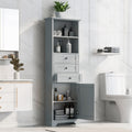 Grey Tall Storage Cabinet with 3 Drawers and grey-mdf