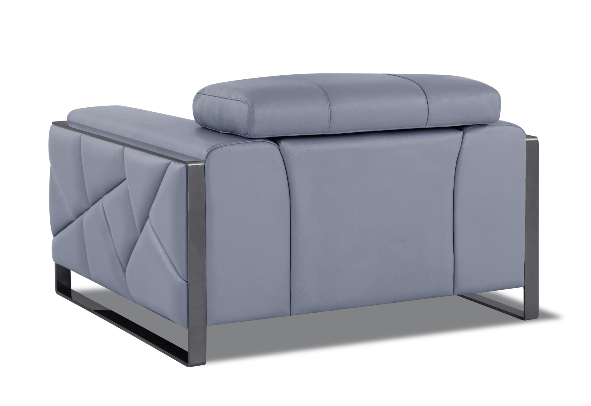 Top Grain Italian Leather Chair light blue-foam-leather