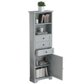 Grey Tall Storage Cabinet with 3 Drawers and grey-mdf