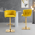 Coolmore Vintage Bar Stools With Back And Footrest Counter Height Dining Chairs 2Pc Set Mustard Metal