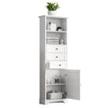 White Tall Storage Cabinet with 3 Drawers and white-mdf