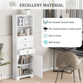 White Tall Storage Cabinet with 3 Drawers and white-mdf