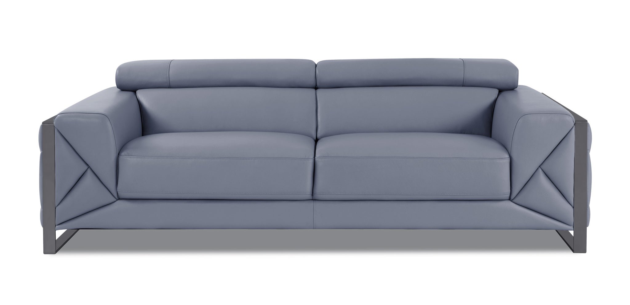 Top Grain Italian Leather Sofa light blue-foam-leather