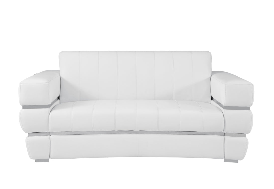 Top Grain Italian Leather Loveseat White Foam Leather