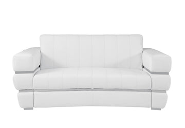 Top Grain Italian Leather Loveseat White Foam Leather