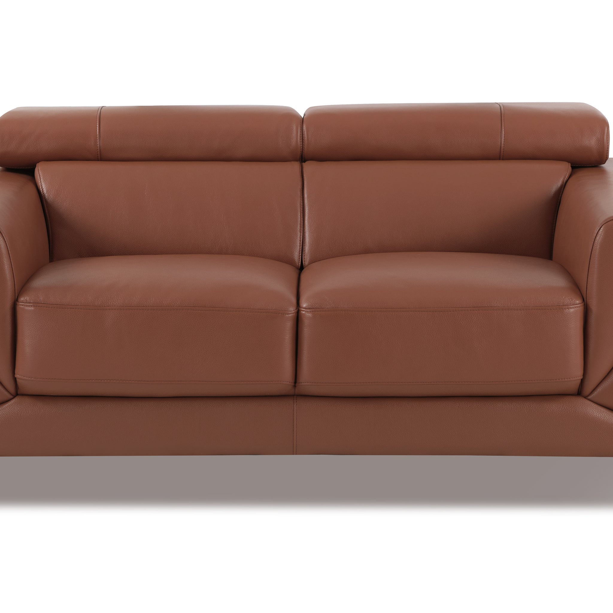 Top Grain Italian Leather Loveseat Camel Foam Leather