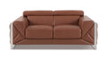 Top Grain Italian Leather Loveseat Camel Foam Leather