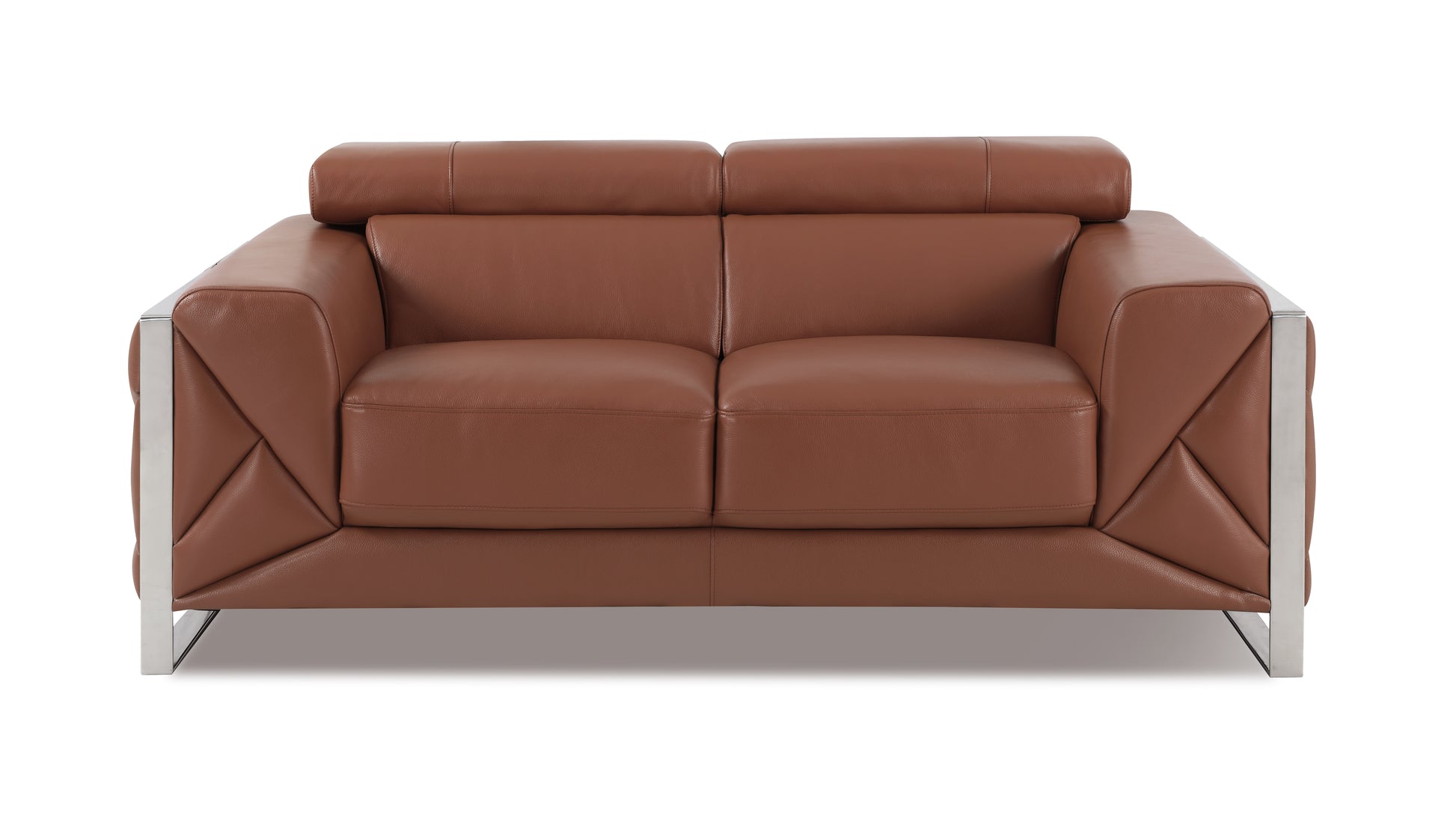 Top Grain Italian Leather Loveseat Camel Foam Leather