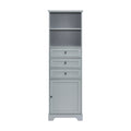 Grey Tall Storage Cabinet with 3 Drawers and grey-mdf