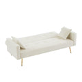 Cream White Velvet Convertible Folding Futon Sofa Bedsleeper Sofa Couch For Compact Living Space. Cream White Wood Square Arms Foam Velvet