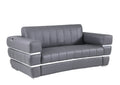Top Grain Italian Leather Loveseat Dark Gray Foam Leather