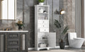 White Tall Storage Cabinet with 3 Drawers and white-mdf