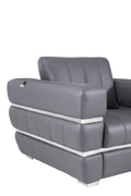 Top Grain Italian Leather Loveseat Dark Gray Foam Leather