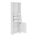 White Tall Storage Cabinet with 3 Drawers and white-mdf