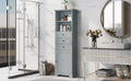 Grey Tall Storage Cabinet with 3 Drawers and grey-mdf