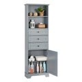 Grey Tall Storage Cabinet with 3 Drawers and grey-mdf