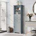 Grey Tall Storage Cabinet with 3 Drawers and grey-mdf