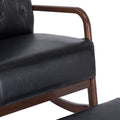 Coolmore Rocking Chair With Ottoman, Mid Century Modern Upholstered Fabric Rocking Armchair, Rocking Chair Nursery With Thick Padded Cushion, High Backrest Accent Glider Rocker Chair For Living Room Black Pu Solid Wood