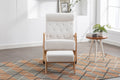 Coolmore Rocking Chair With Ottoman, Mid Century Modern Upholstered Fabric Rocking Armchair, Rocking Chair Nursery With Thick Padded Cushion, High Backrest Accent Glider Rocker Chair For Living Room Beige Solid Wood