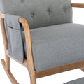 Coolmore Rocking Chair With Ottoman, Mid Century Modern Upholstered Fabric Rocking Armchair, Rocking Chair Nursery With Thick Padded Cushion, High Backrest Accent Glider Rocker Chair For Living Room Light Grey Solid Wood