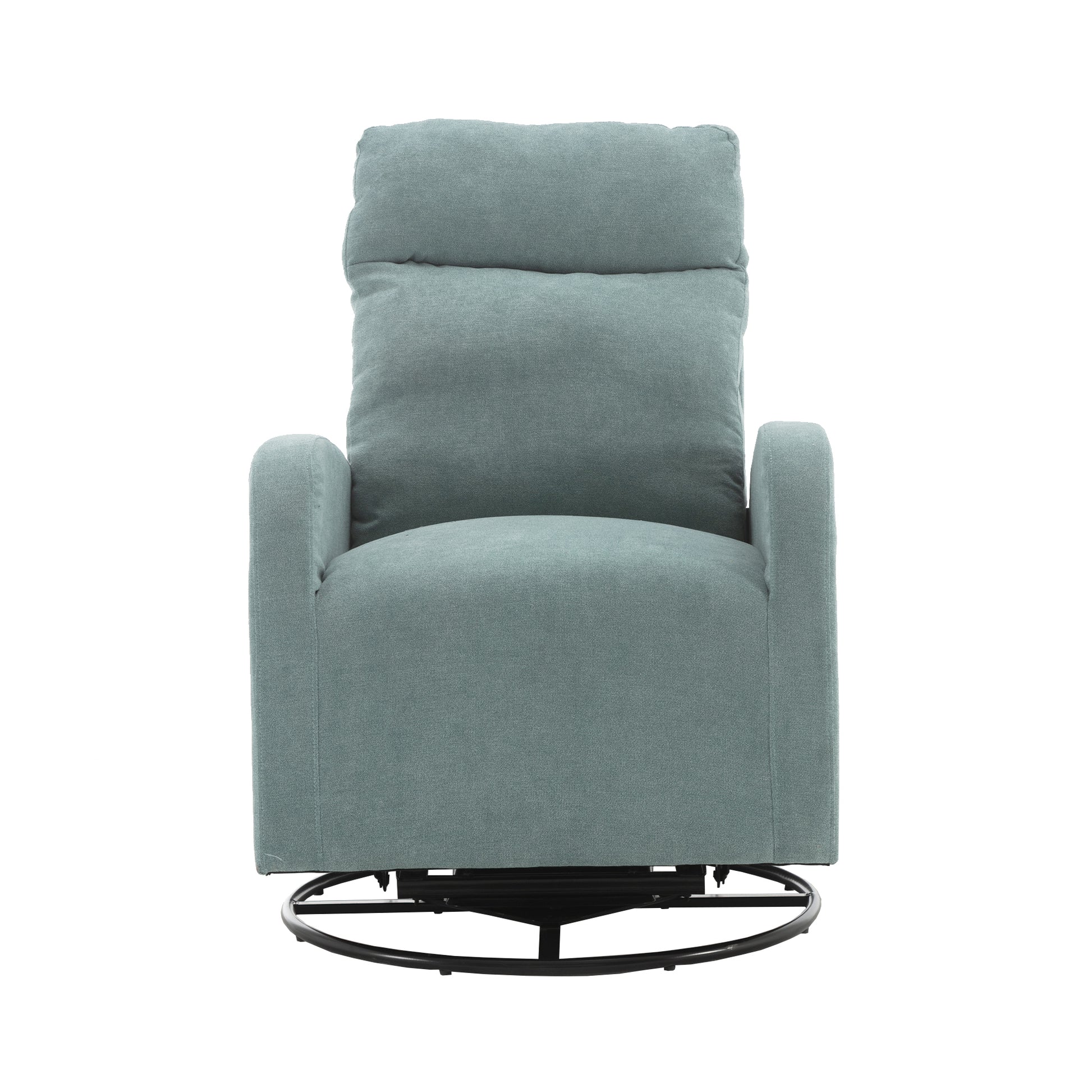 Jiada Upholstered Swivel Glider.Rocking Chair For Nursery In Light Blue.Modern Style One Left Bag Light Blue Primary Living Space Foam Metal