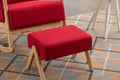 Coolmore Rocking Chair With Ottoman, Mid Century Modern Upholstered Fabric Rocking Armchair, Rocking Chair Nursery With Thick Padded Cushion, High Backrest Accent Glider Rocker Chair For Living Room Red Solid Wood