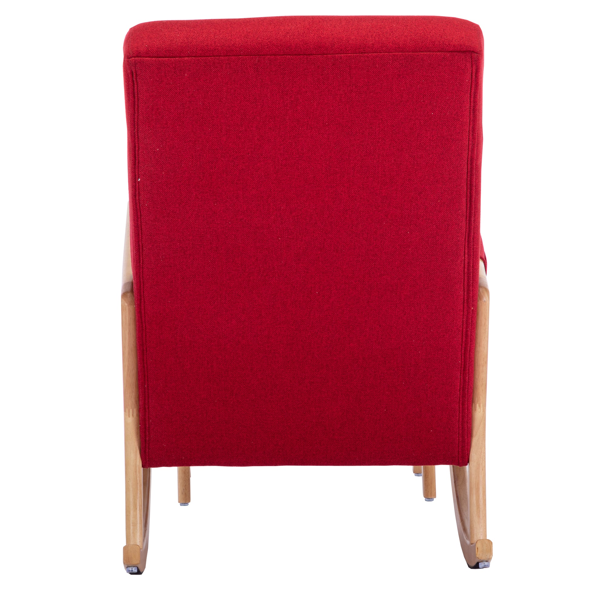 Coolmore Rocking Chair With Ottoman, Mid Century Modern Upholstered Fabric Rocking Armchair, Rocking Chair Nursery With Thick Padded Cushion, High Backrest Accent Glider Rocker Chair For Living Room Red Solid Wood