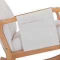 Coolmore Rocking Chair With Ottoman, Mid Century Modern Upholstered Fabric Rocking Armchair, Rocking Chair Nursery With Thick Padded Cushion, High Backrest Accent Glider Rocker Chair For Living Room Beige Solid Wood