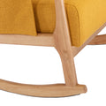 Coolmore Rocking Chair With Ottoman, Mid Century Modern Upholstered Fabric Rocking Armchair, Rocking Chair Nursery With Thick Padded Cushion, High Backrest Accent Glider Rocker Chair For Living Room Yellow Solid Wood
