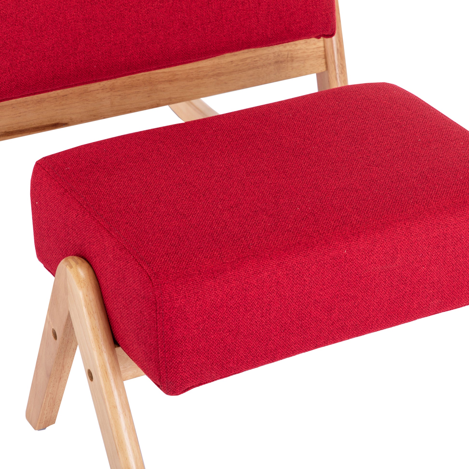 Coolmore Rocking Chair With Ottoman, Mid Century Modern Upholstered Fabric Rocking Armchair, Rocking Chair Nursery With Thick Padded Cushion, High Backrest Accent Glider Rocker Chair For Living Room Red Solid Wood