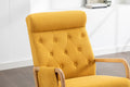 Coolmore Rocking Chair With Ottoman, Mid Century Modern Upholstered Fabric Rocking Armchair, Rocking Chair Nursery With Thick Padded Cushion, High Backrest Accent Glider Rocker Chair For Living Room Yellow Solid Wood