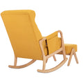 Coolmore Rocking Chair With Ottoman, Mid Century Modern Upholstered Fabric Rocking Armchair, Rocking Chair Nursery With Thick Padded Cushion, High Backrest Accent Glider Rocker Chair For Living Room Yellow Solid Wood