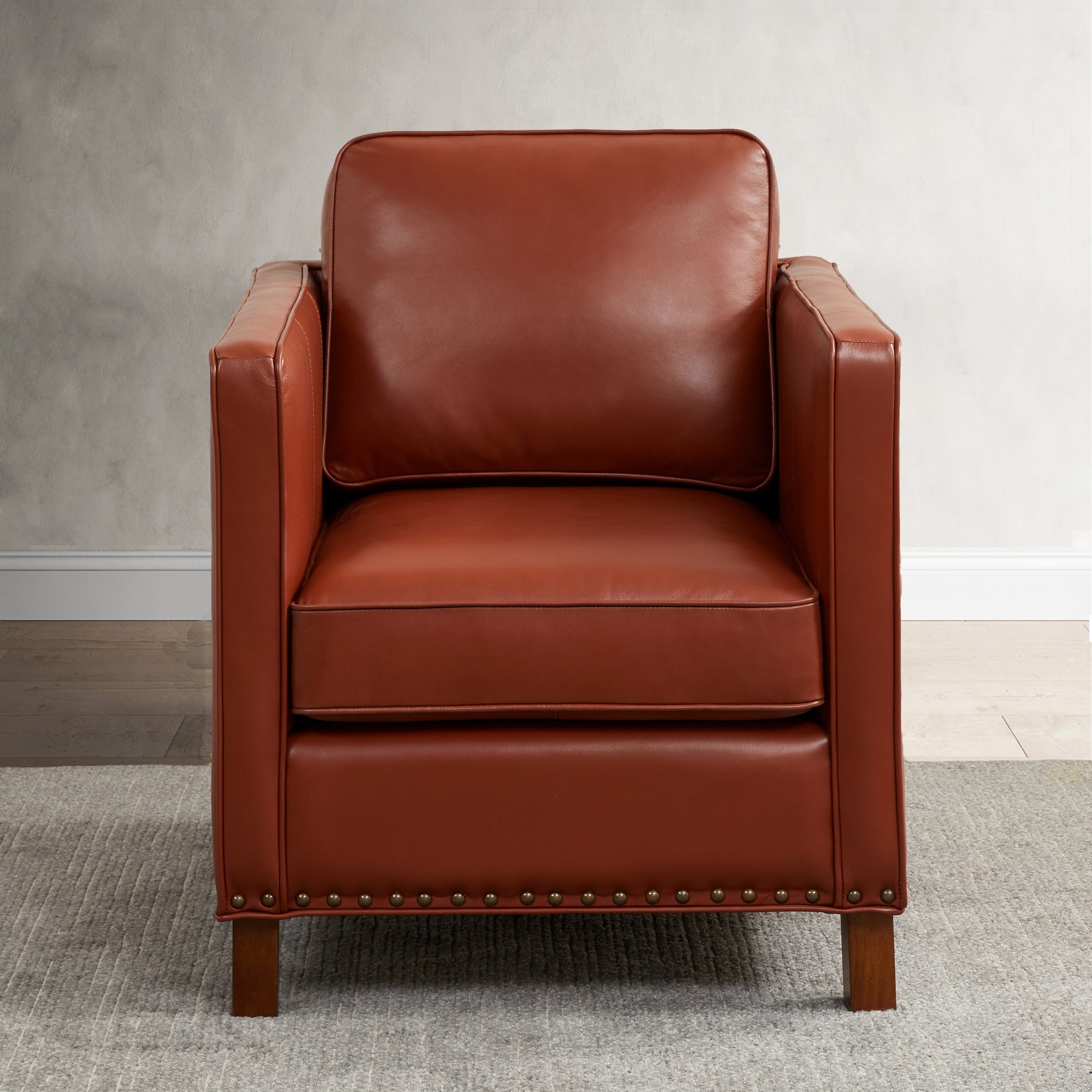 Elizabeth Top Grain Leather Arm Chair Caramel Foam Leather