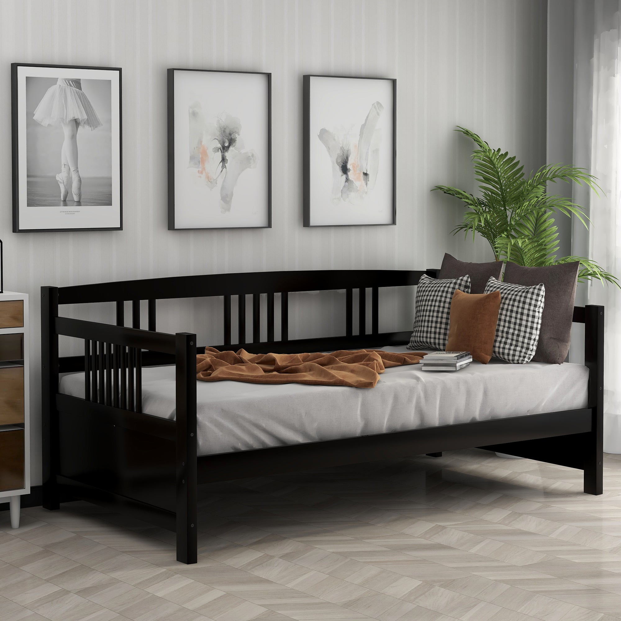 Modern Solid Wood Daybed, Multifunctional, Twin Size, Espresso Previous Sku: Wf191899Aap Espresso Solid Wood