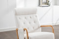 Coolmore Rocking Chair With Ottoman, Mid Century Modern Upholstered Fabric Rocking Armchair, Rocking Chair Nursery With Thick Padded Cushion, High Backrest Accent Glider Rocker Chair For Living Room Beige Solid Wood