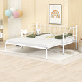 Twin Size Metal Daybed With Trundle, Daybed With Slat No Box Required White White Iron